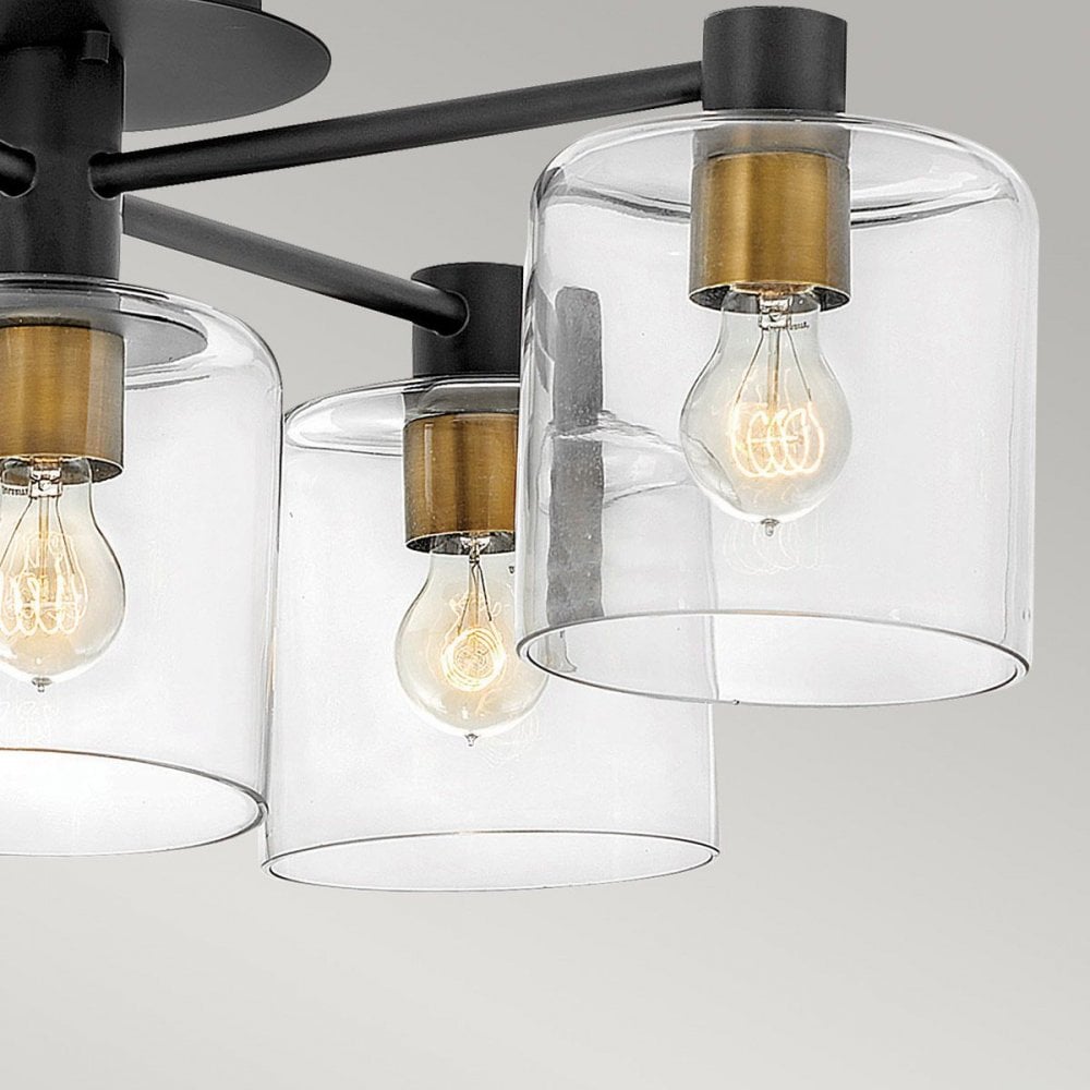 QN-AXEL5-BK Axel 5 Light Semi-flush - Black Black with Heritage Brass