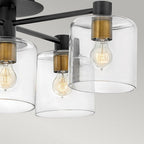QN-AXEL5-BK Axel 5 Light Semi-flush - Black Black with Heritage Brass