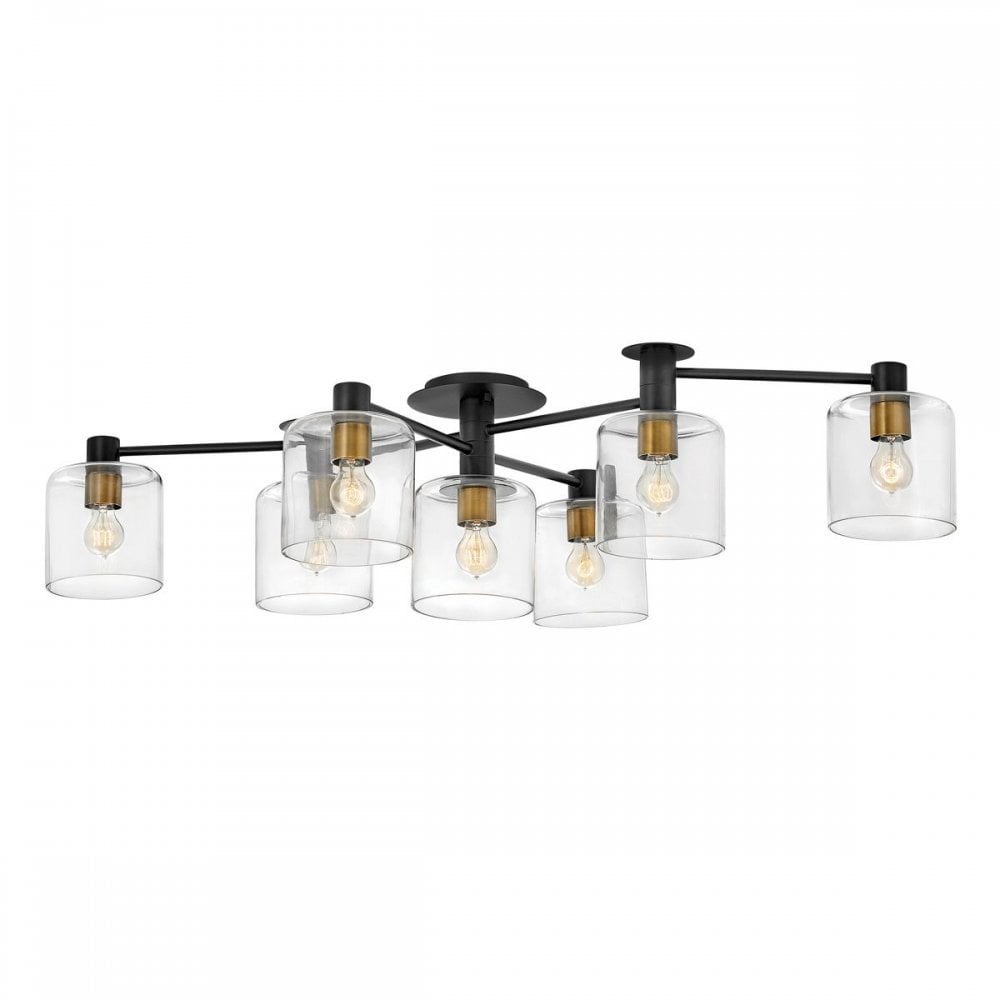 QN-AXEL7-BK Axel 7 Light Semi-flush - Black Black with Heritage Brass
