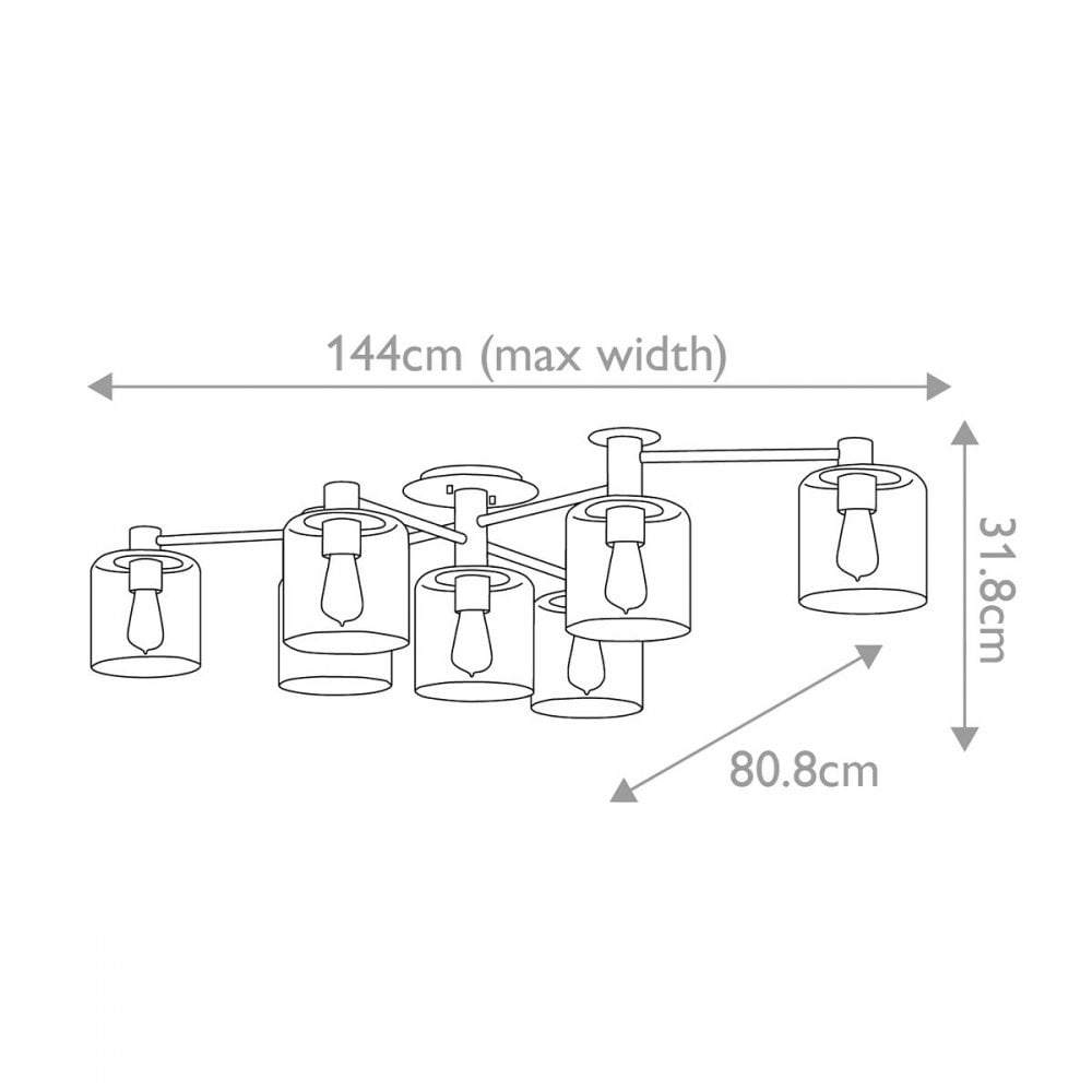 QN-AXEL7-BK Axel 7 Light Semi-flush - Black Black with Heritage Brass