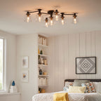 QN-AXEL7-BK Axel 7 Light Semi-flush - Black Black with Heritage Brass