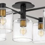 QN-AXEL7-BK Axel 7 Light Semi-flush - Black Black with Heritage Brass