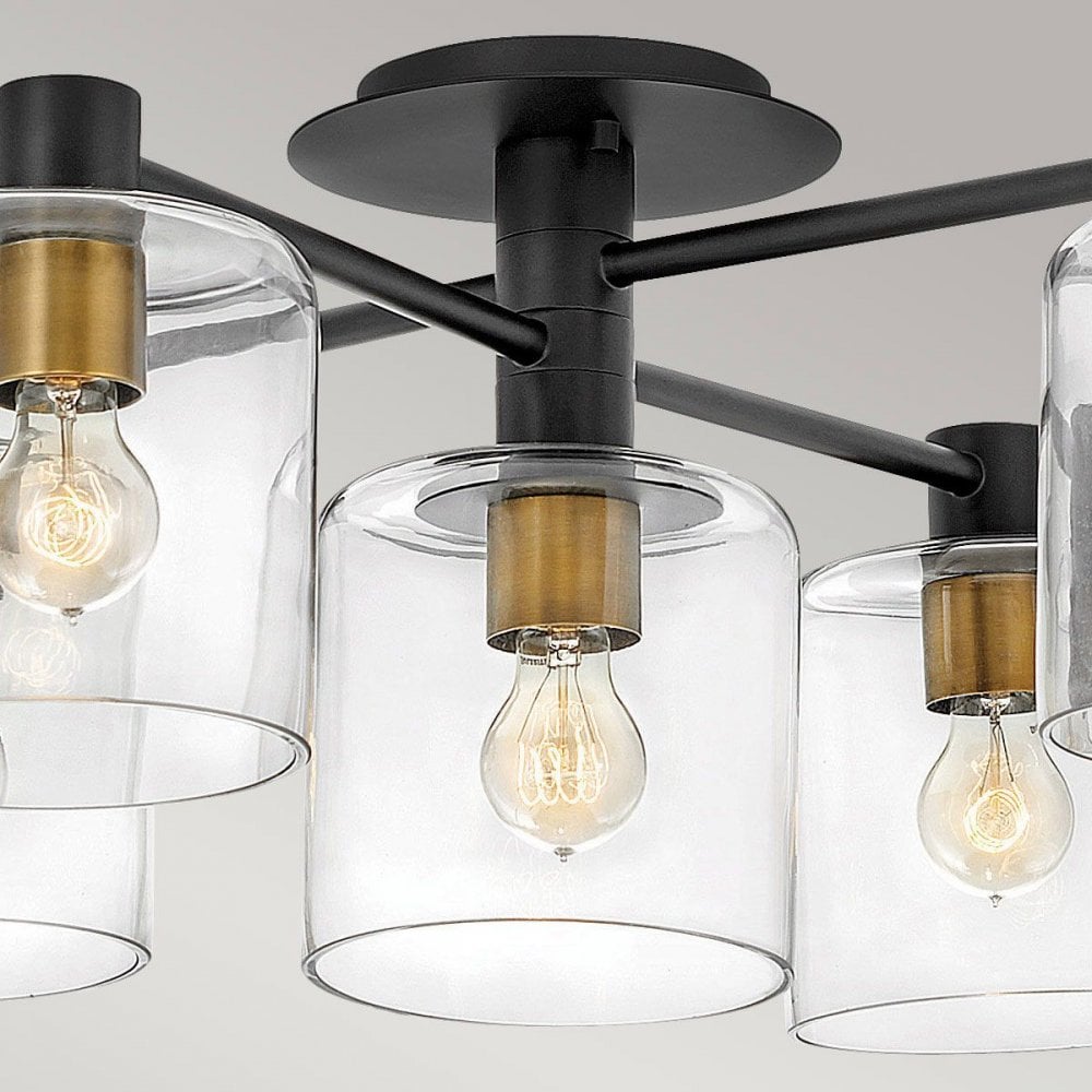 QN-AXEL7-BK Axel 7 Light Semi-flush - Black Black with Heritage Brass