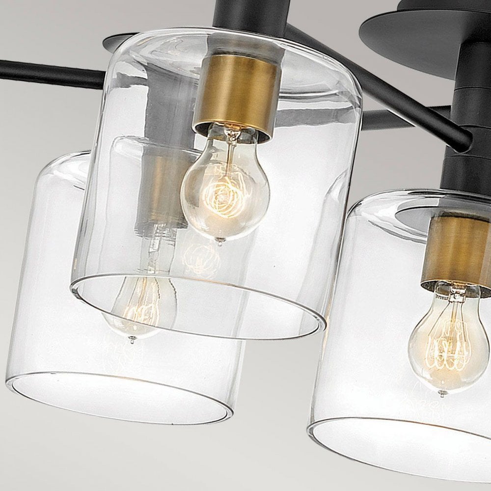 QN-AXEL7-BK Axel 7 Light Semi-flush - Black Black with Heritage Brass