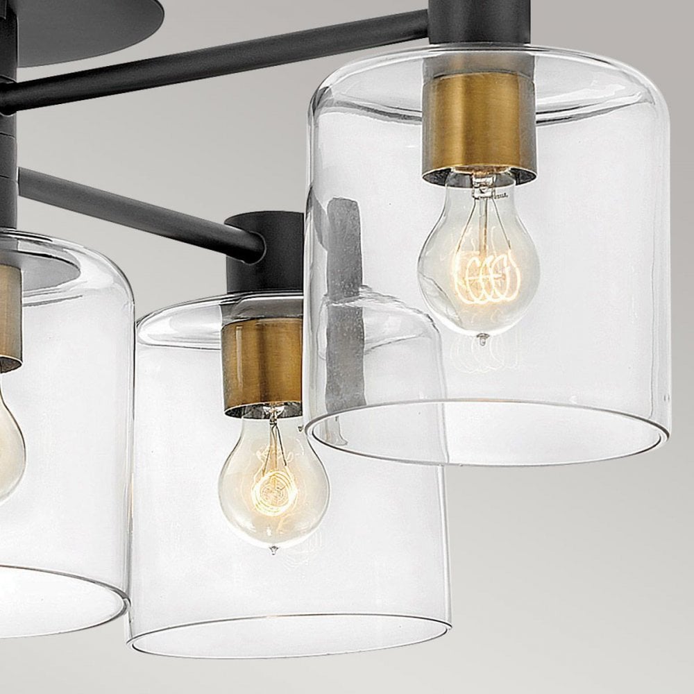 QN-AXEL7-BK Axel 7 Light Semi-flush - Black Black with Heritage Brass
