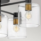 QN-AXEL7-BK Axel 7 Light Semi-flush - Black Black with Heritage Brass