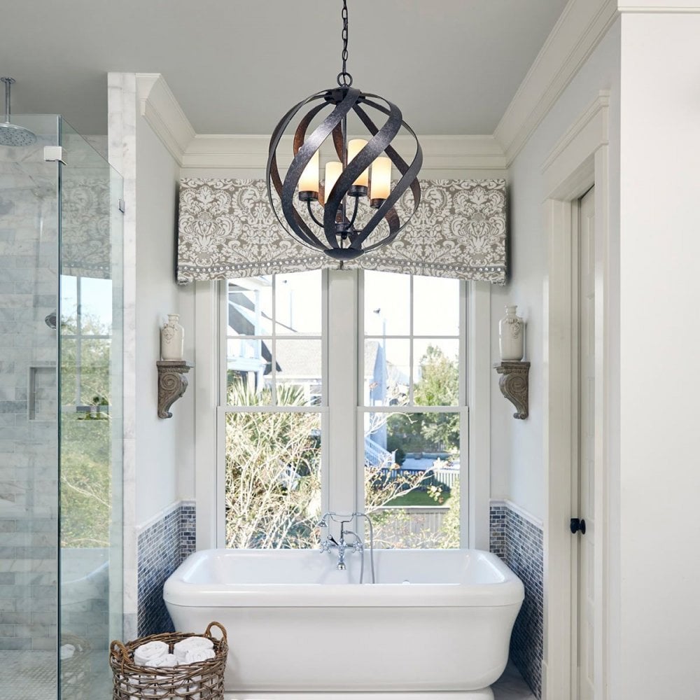 QN-BLACKSMITH-4P-OBK Blacksmith 4 Light Outdoor Chandelier Old Black