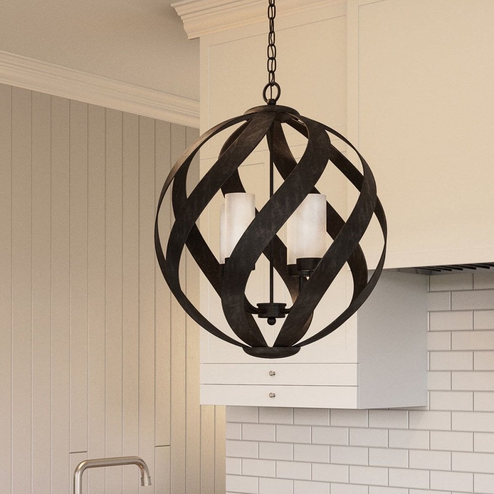 QN-BLACKSMITH-4P-OBK Blacksmith 4 Light Outdoor Chandelier Old Black