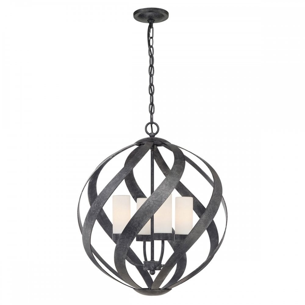 QN-BLACKSMITH-4P-OBK Blacksmith 4 Light Outdoor Chandelier Old Black