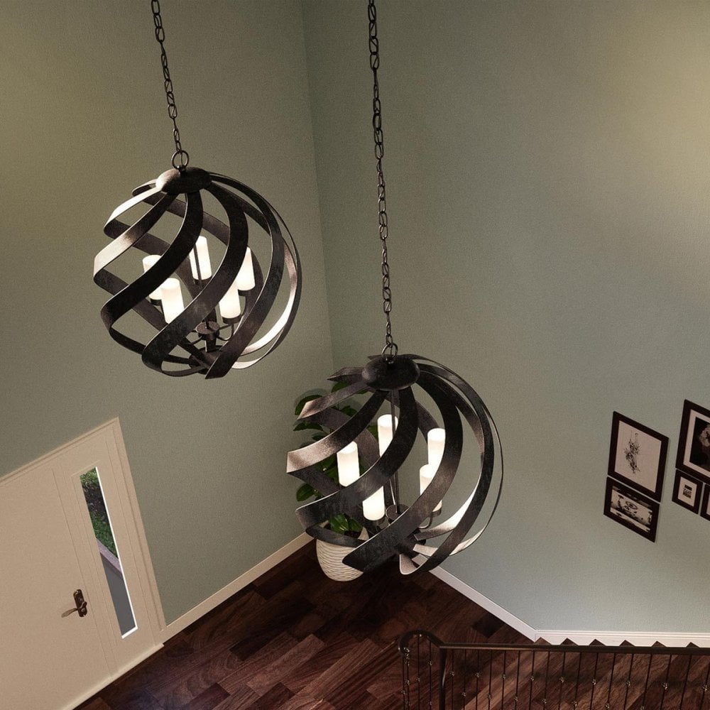 QN-BLACKSMITH-5P-OBK Blacksmith 5 Light Outdoor Chandelier Old Black