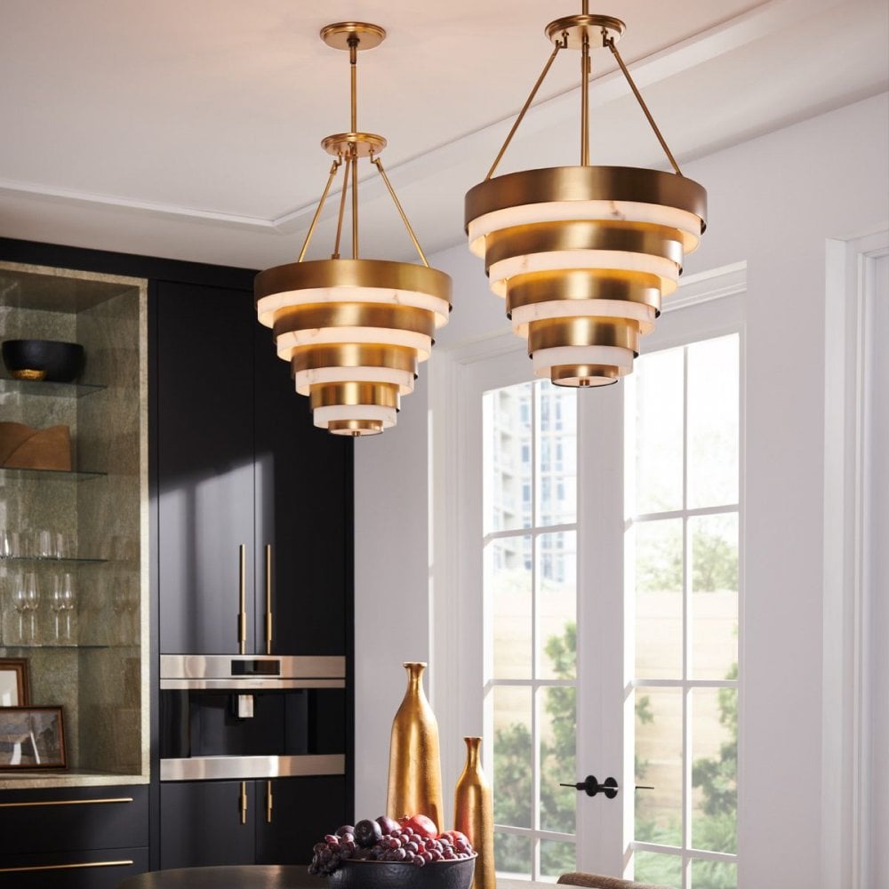 QN-ECHELON-4P Echelon 4 Light Pendant Heritage Brass
