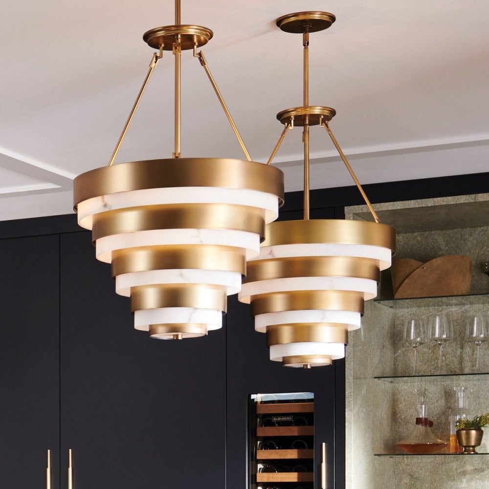 QN-ECHELON-4P Echelon 4 Light Pendant Heritage Brass