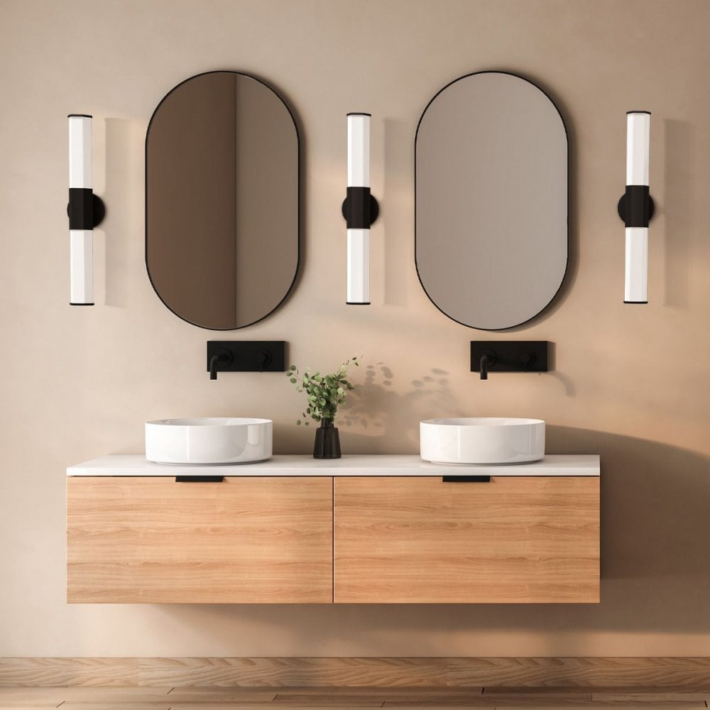QN-FACET-LED2-BK-BATH Facet Dual LED Wall Light Matte Black