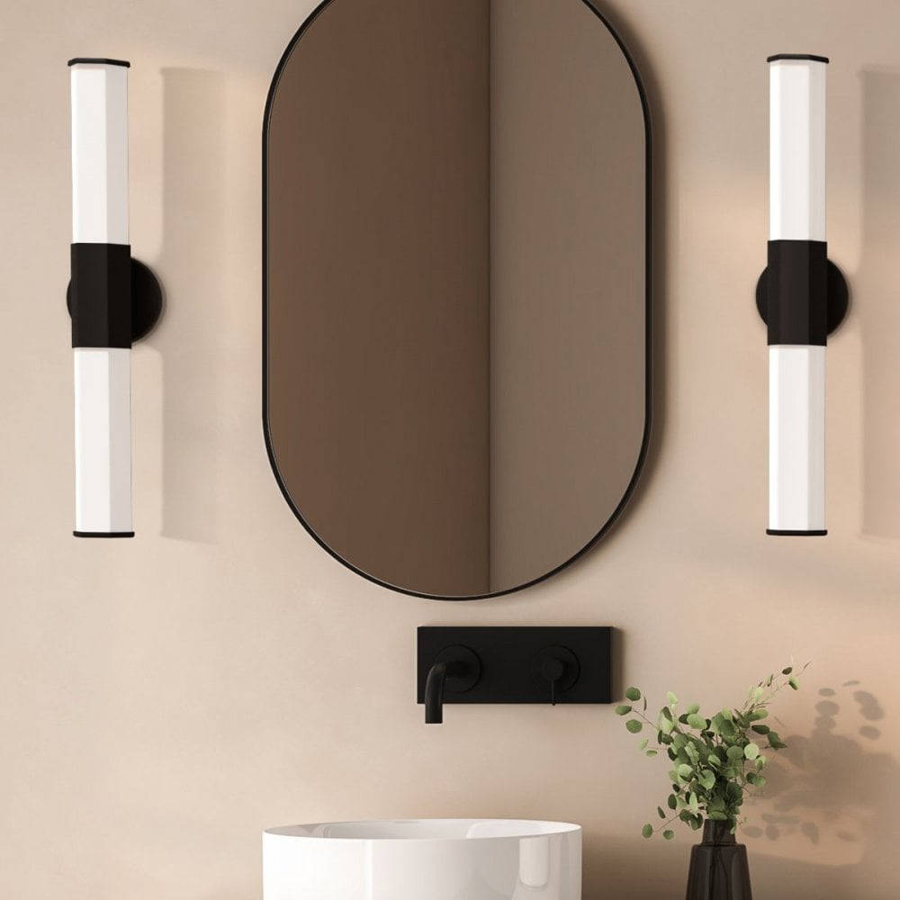 QN-FACET-LED2-BK-BATH Facet Dual LED Wall Light Matte Black