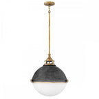 QN-FLETCHER-P-L-AZ Fletcher 3 Light Pendant Aged Zinc & Heritage Brass