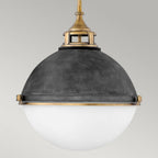 QN-FLETCHER-P-L-AZ Fletcher 3 Light Pendant Aged Zinc & Heritage Brass