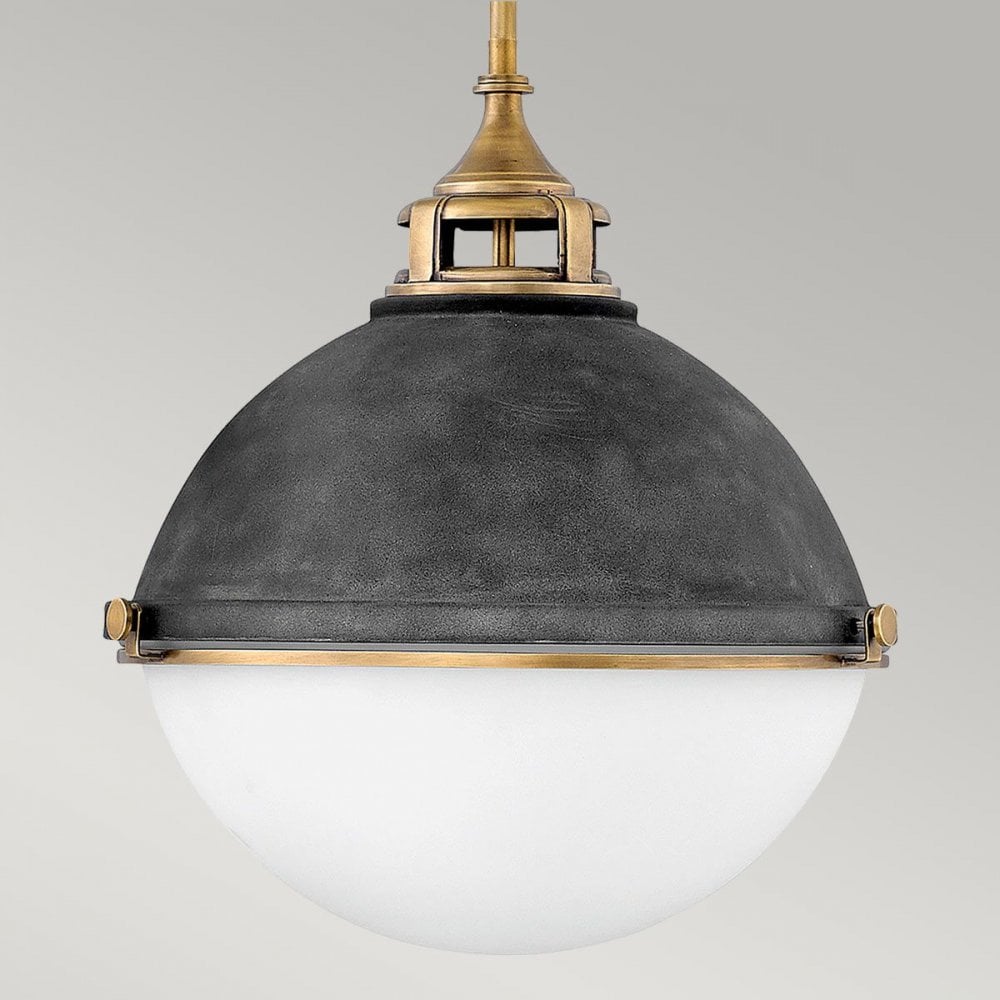 QN-FLETCHER-P-L-AZ Fletcher 3 Light Pendant Aged Zinc & Heritage Brass