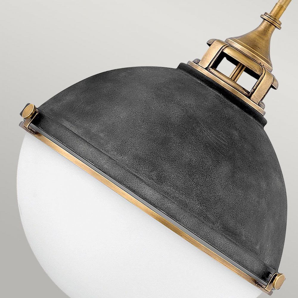 QN-FLETCHER-P-L-AZ Fletcher 3 Light Pendant Aged Zinc & Heritage Brass