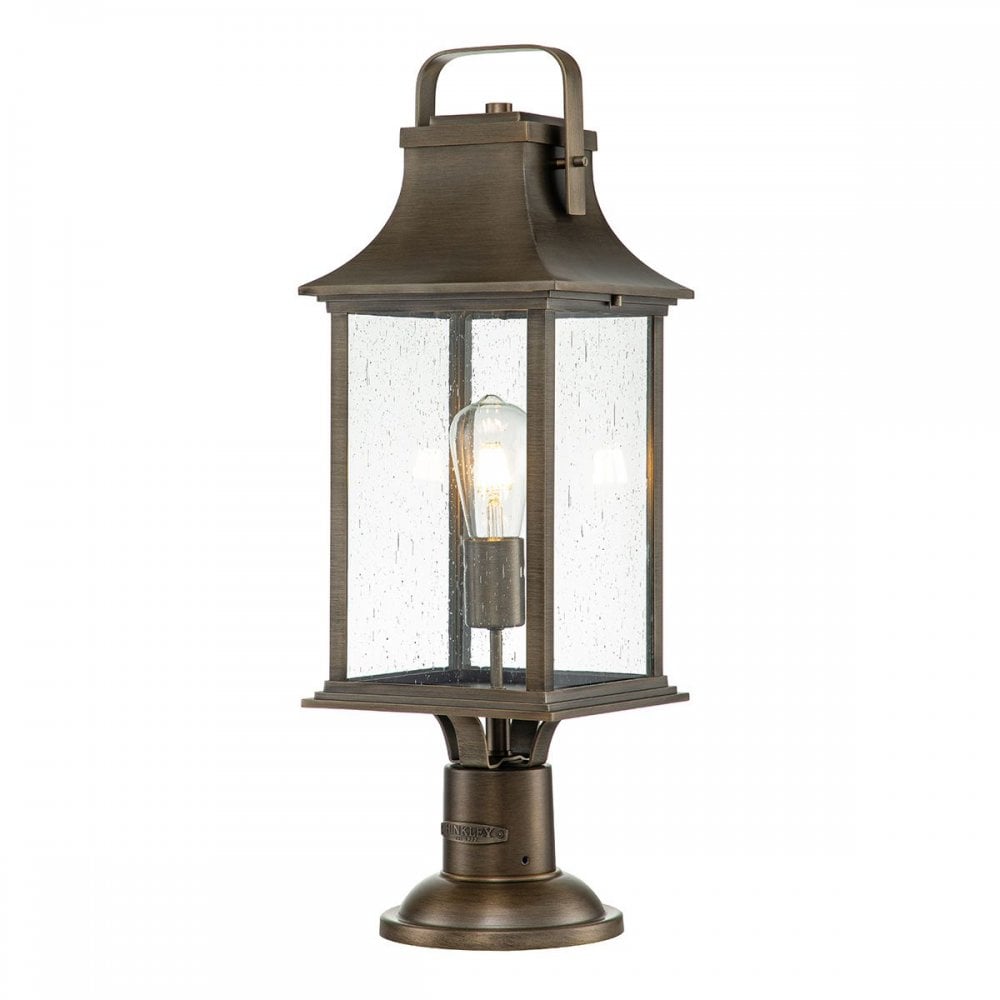 QN-GRANT3-L-BU Grant 1 Light Large Pedestal Lantern Burnished Bronze