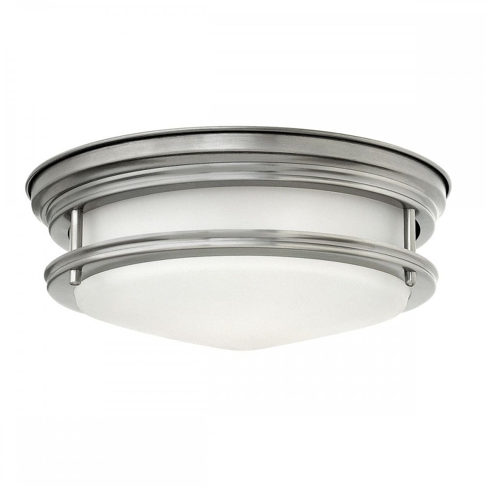 QN-HADRIAN-FS-AN-OPAL Hadrian 2 Light Flush - Opal Glass - Antique Nickel
