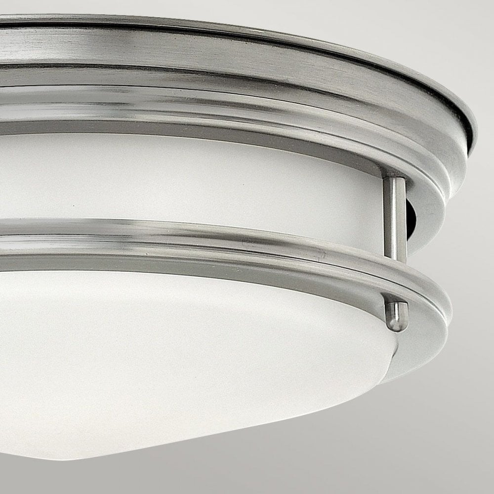 QN-HADRIAN-FS-AN-OPAL Hadrian 2 Light Flush - Opal Glass - Antique Nickel