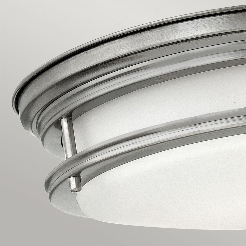QN-HADRIAN-FS-AN-OPAL Hadrian 2 Light Flush - Opal Glass - Antique Nickel