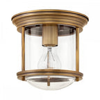 QN-HADRIAN-MINI-F-BR-CLEAR Hadrian 1 Light Flush - Clear Glass - Brushed Bronze