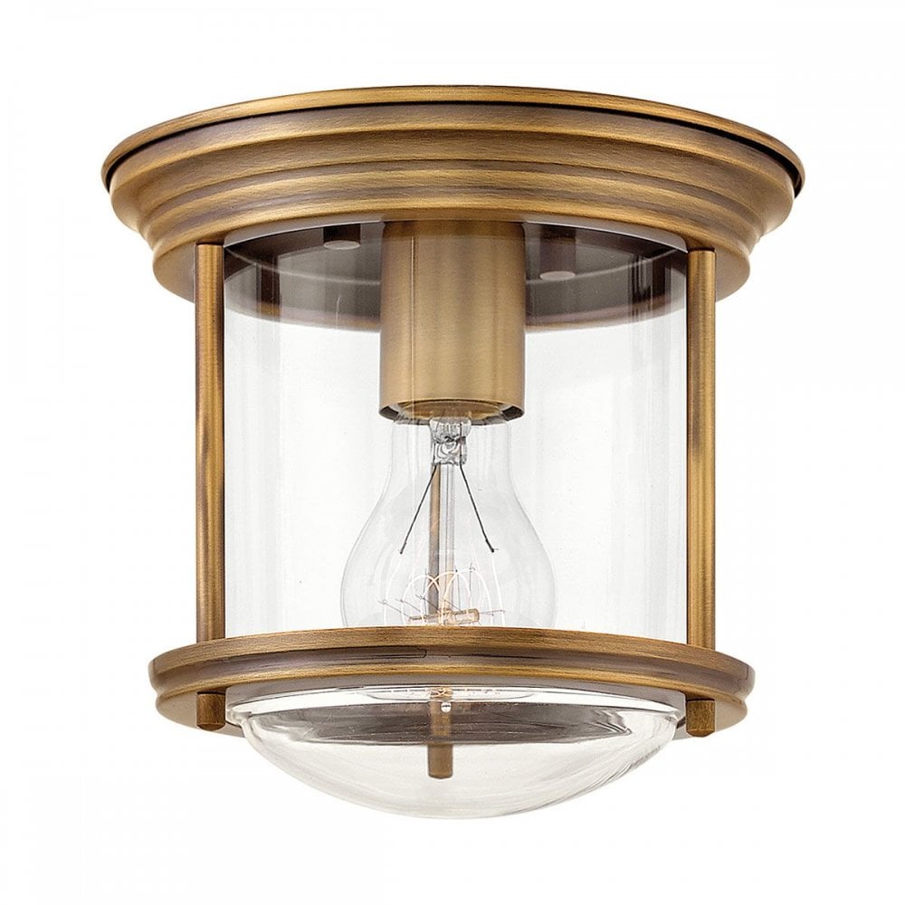 QN-HADRIAN-MINI-F-BR-CLEAR Hadrian 1 Light Flush - Clear Glass - Brushed Bronze