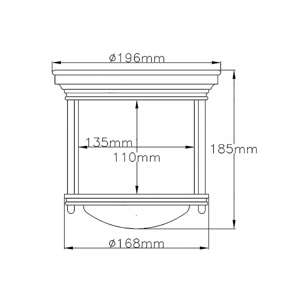 QN-HADRIAN-MINI-F-BR-CLEAR Hadrian 1 Light Flush - Clear Glass - Brushed Bronze