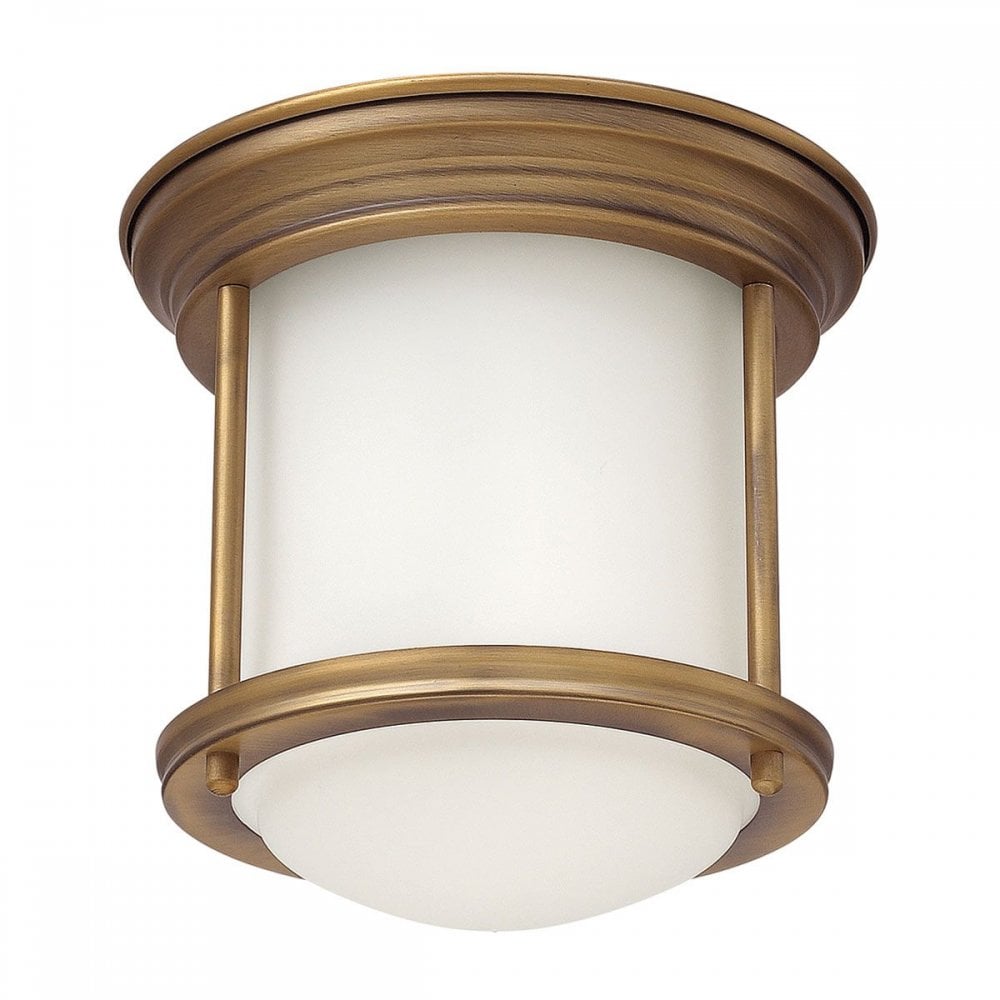 QN-HADRIAN-MINI-F-BR-OPAL Hadrian 1 Light Flush - Opal Glass - Brushed Bronze