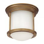 QN-HADRIAN-MINI-F-BR-OPAL Hadrian 1 Light Flush - Opal Glass - Brushed Bronze