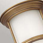 QN-HADRIAN-MINI-F-BR-OPAL Hadrian 1 Light Flush - Opal Glass - Brushed Bronze