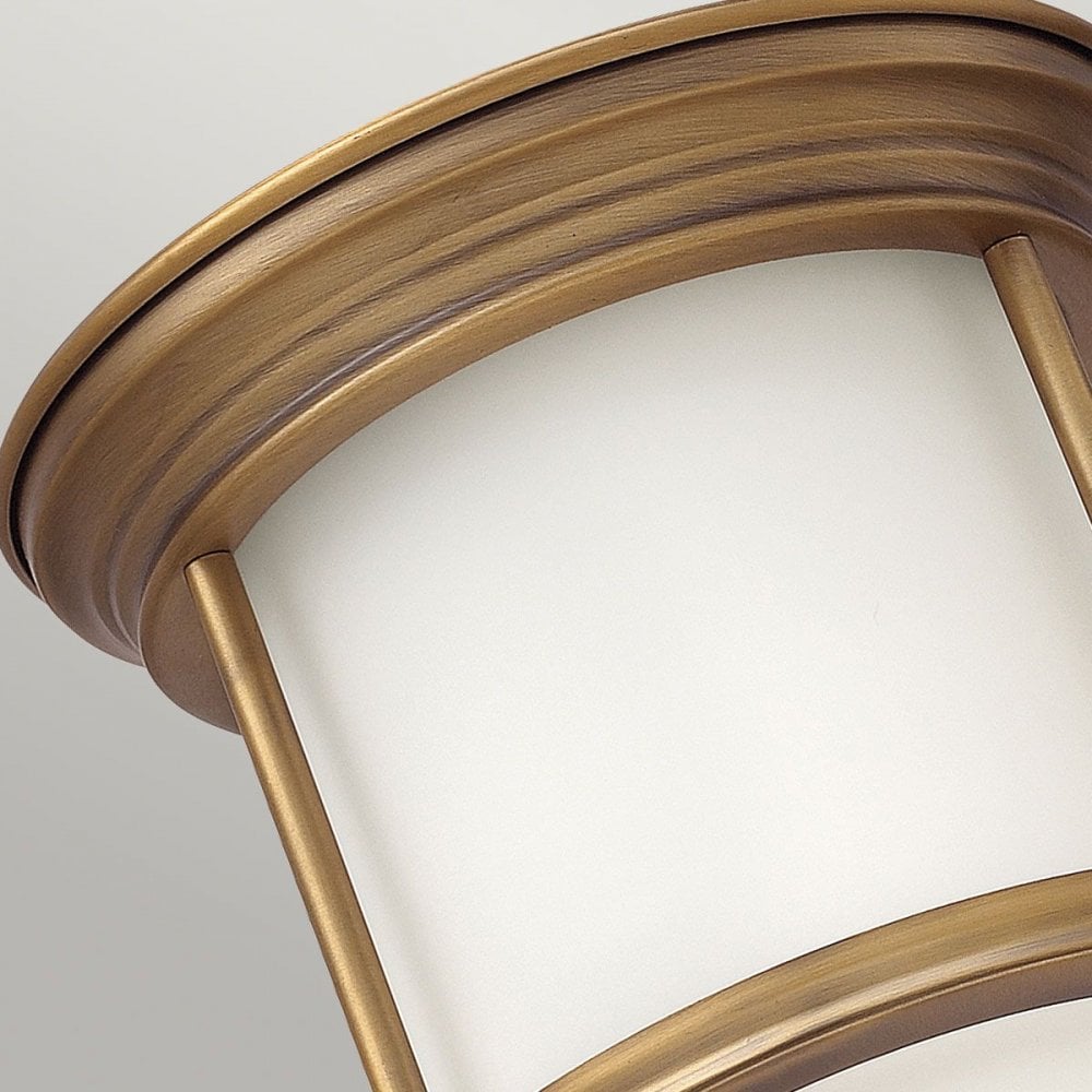 QN-HADRIAN-MINI-F-BR-OPAL Hadrian 1 Light Flush - Opal Glass - Brushed Bronze