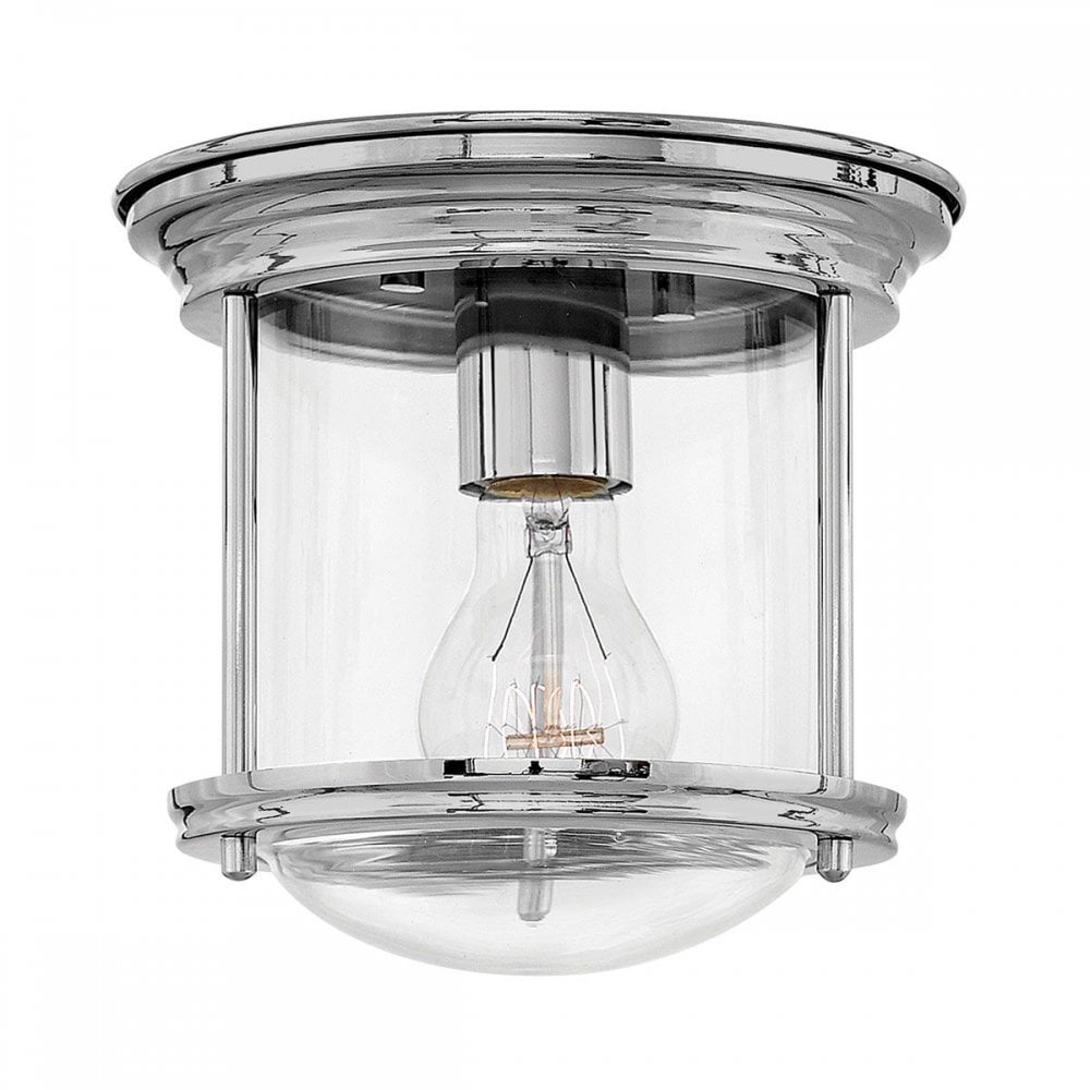 QN-HADRIAN-MINI-F-CM-CLEAR Hadrian 1 Light Flush - Clear Glass - Chrome