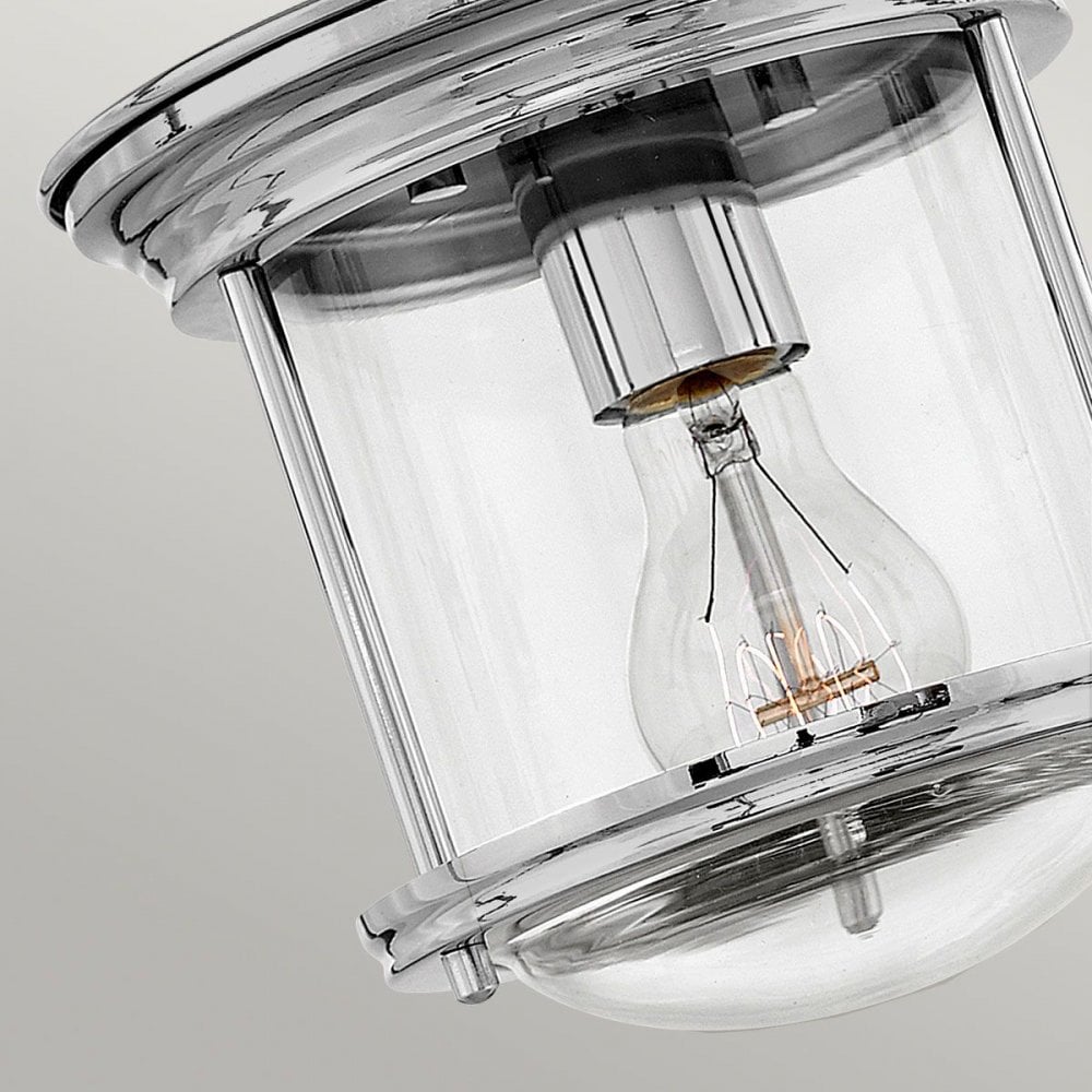 QN-HADRIAN-MINI-F-CM-CLEAR Hadrian 1 Light Flush - Clear Glass - Chrome