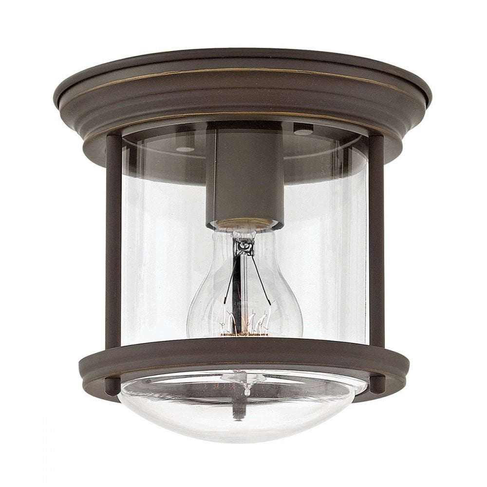 QN-HADRIAN-MINI-F-OZ-CLEAR Hadrian 1 Light Flush - Clear Glass - Oil Rubbed Bronze