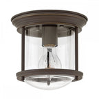 QN-HADRIAN-MINI-F-OZ-CLEAR Hadrian 1 Light Flush - Clear Glass - Oil Rubbed Bronze