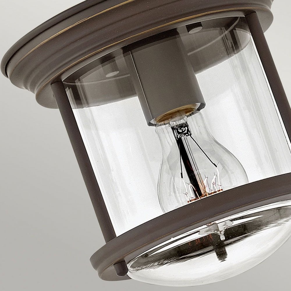 QN-HADRIAN-MINI-F-OZ-CLEAR Hadrian 1 Light Flush - Clear Glass - Oil Rubbed Bronze