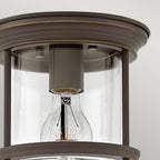 QN-HADRIAN-MINI-F-OZ-CLEAR Hadrian 1 Light Flush - Clear Glass - Oil Rubbed Bronze
