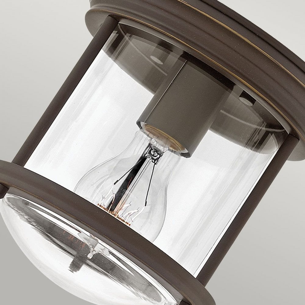 QN-HADRIAN-MINI-F-OZ-CLEAR Hadrian 1 Light Flush - Clear Glass - Oil Rubbed Bronze
