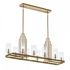 QN-KIMROSE10-BNB Kimrose 10 Light Linear Chandelier - Brass Brushed Natural Brass