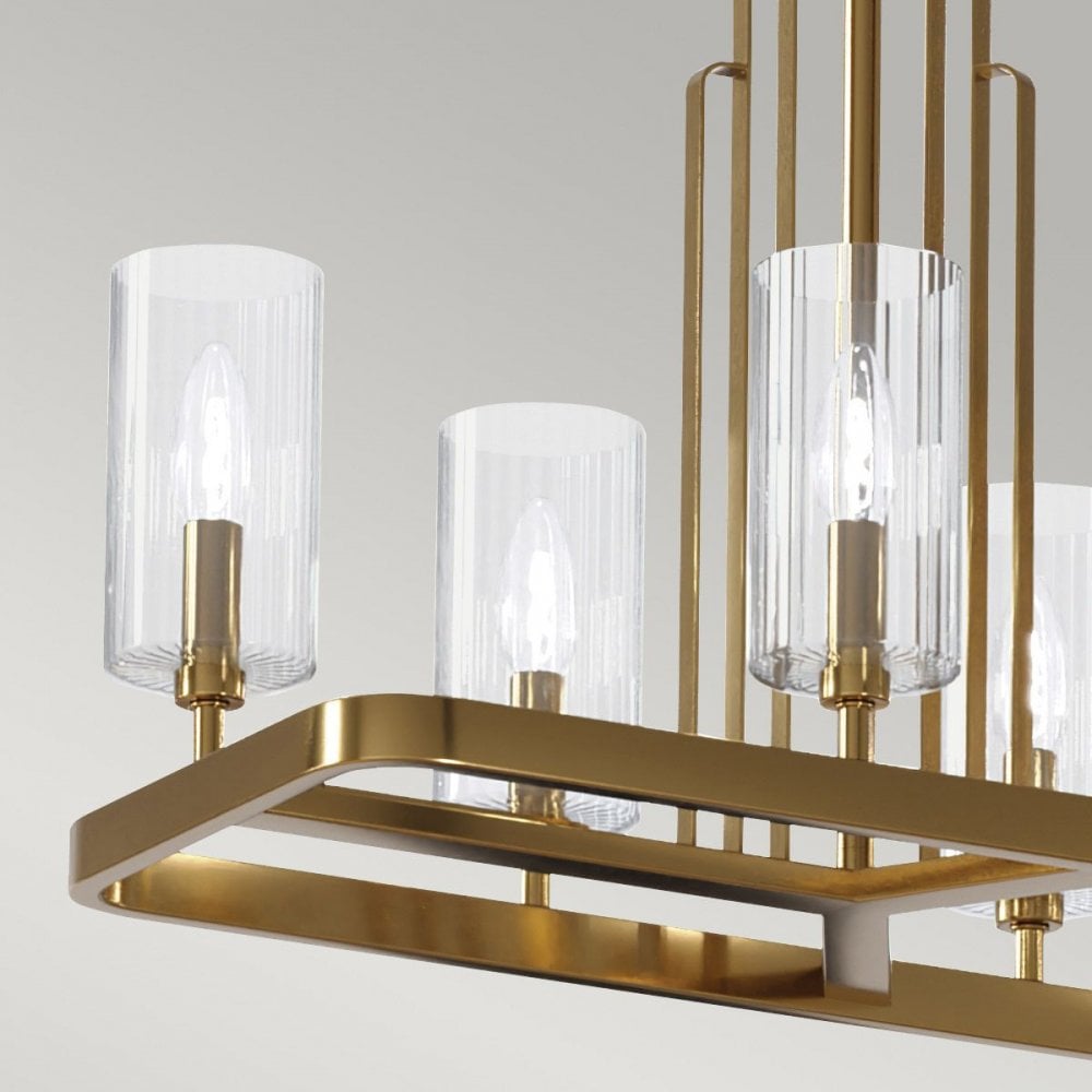QN-KIMROSE10-BNB Kimrose 10 Light Linear Chandelier - Brass Brushed Natural Brass