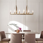 QN-KIMROSE10-BNB Kimrose 10 Light Linear Chandelier - Brass Brushed Natural Brass