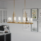 QN-KIMROSE10-BNB Kimrose 10 Light Linear Chandelier - Brass Brushed Natural Brass