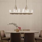 QN-KIMROSE10-BNB Kimrose 10 Light Linear Chandelier - Brass Brushed Natural Brass