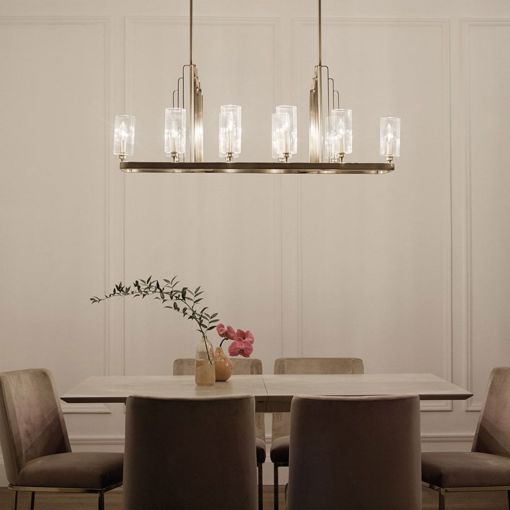 QN-KIMROSE10-BNB Kimrose 10 Light Linear Chandelier - Brass Brushed Natural Brass