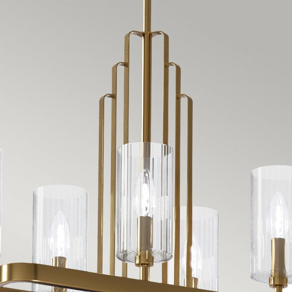 QN-KIMROSE10-BNB Kimrose 10 Light Linear Chandelier - Brass Brushed Natural Brass
