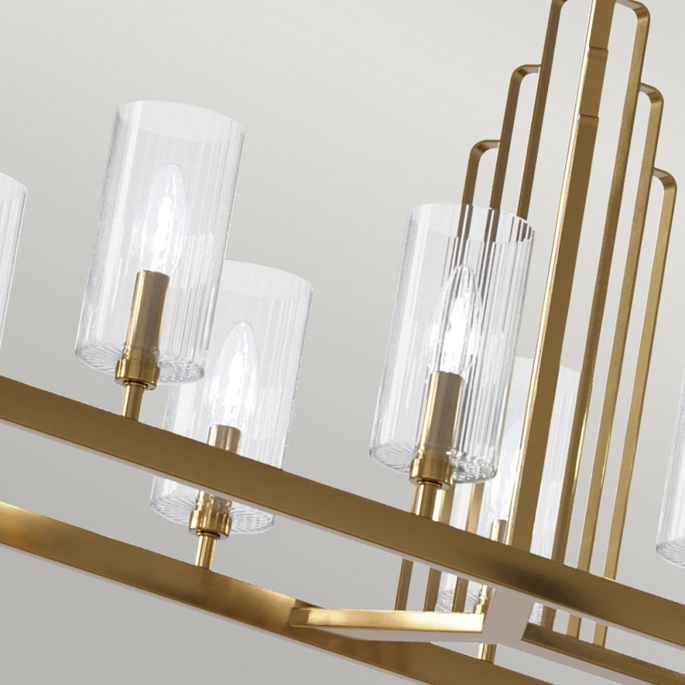 QN-KIMROSE10-BNB Kimrose 10 Light Linear Chandelier - Brass Brushed Natural Brass