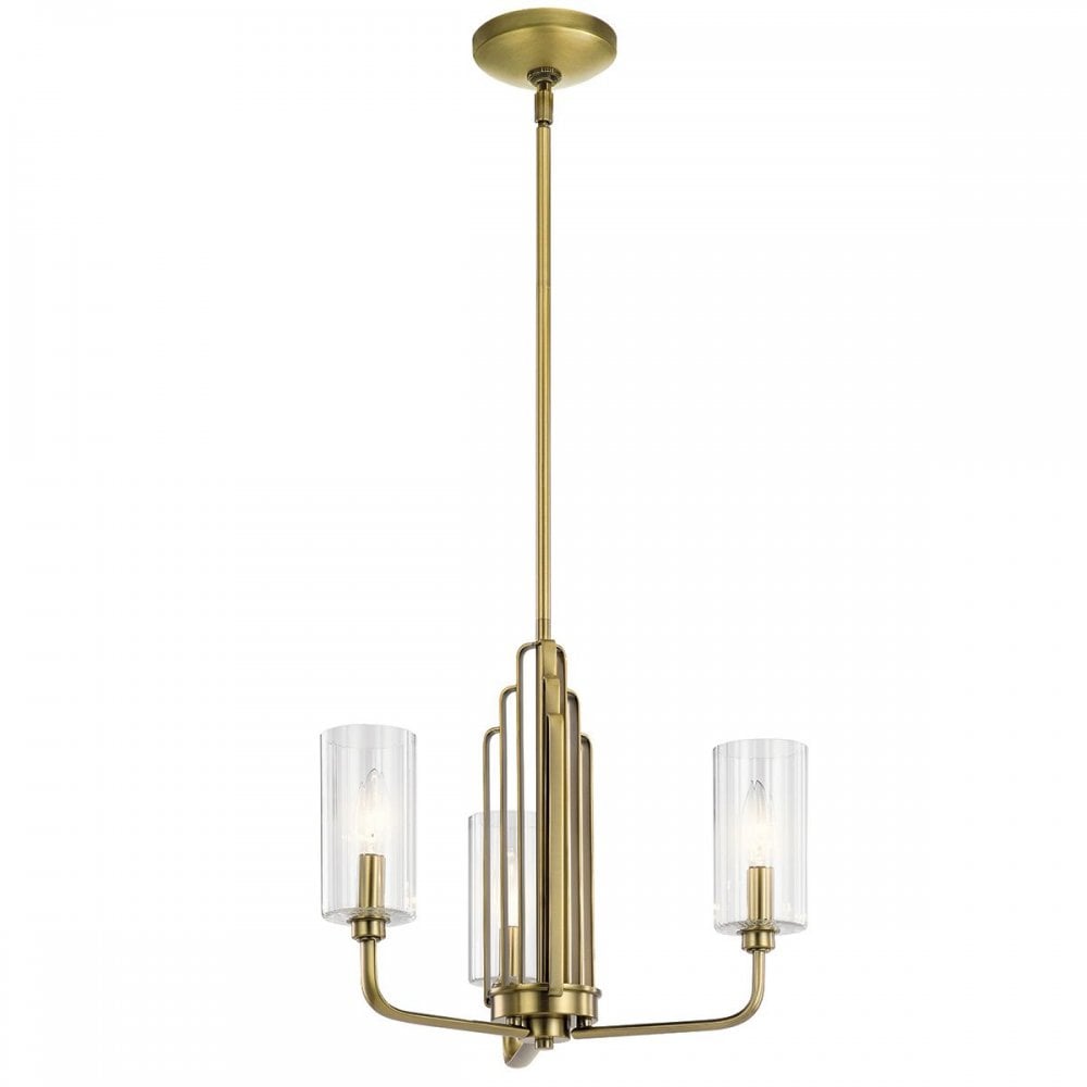QN-KIMROSE3-BNB Kimrose 3 Light Chandelier - Brass Brushed Natural Brass