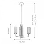 QN-KIMROSE3-BNB Kimrose 3 Light Chandelier - Brass Brushed Natural Brass